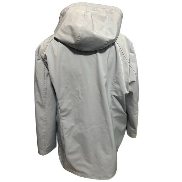 Calvin Klein Women’s 2X Light Blue Water Resistant Hooded Full ZIP Rain Jacket - Picture 3 of 5